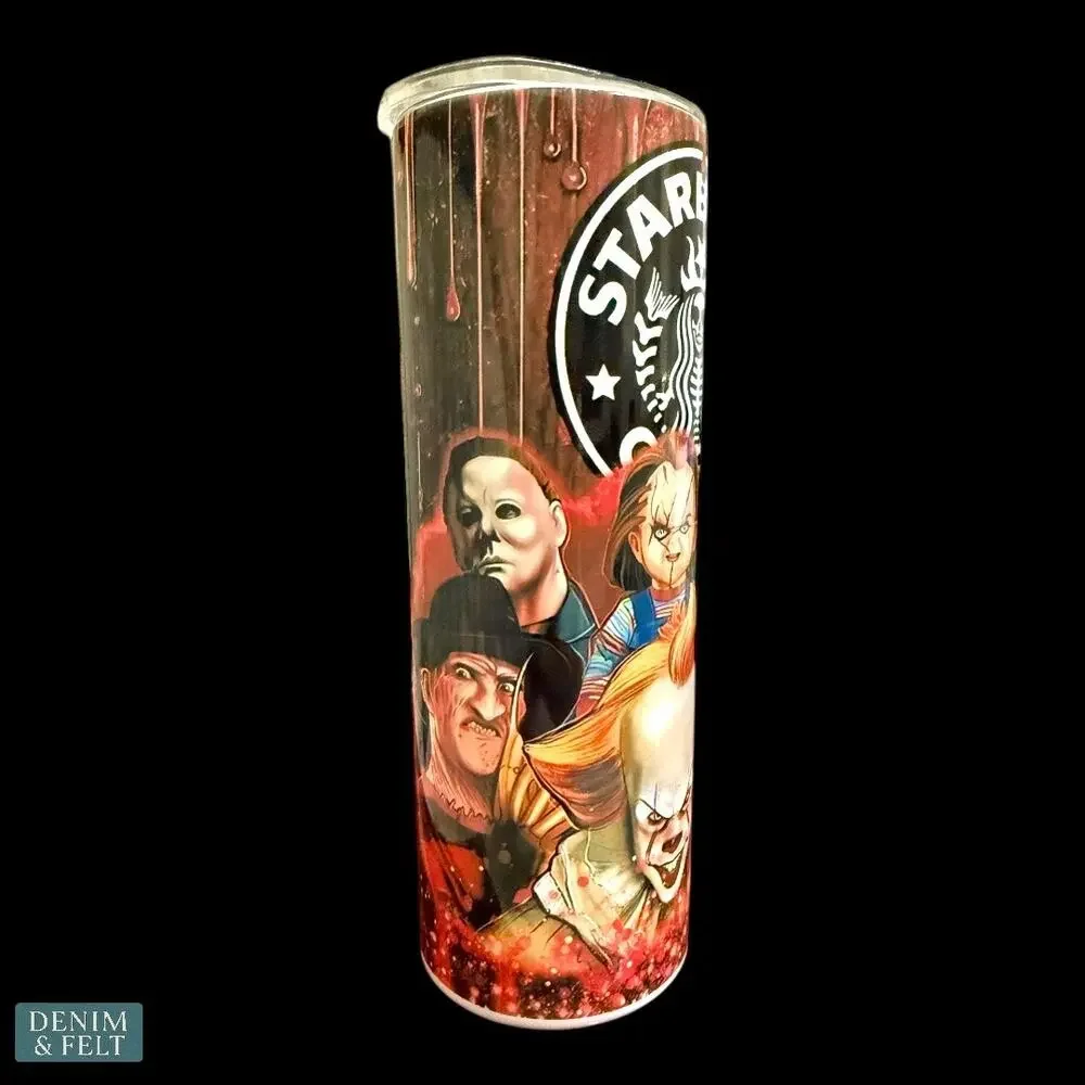 Horror Movie Starbucks Tumbler 20oz Stainless Steel Red Drip Design NEW‎